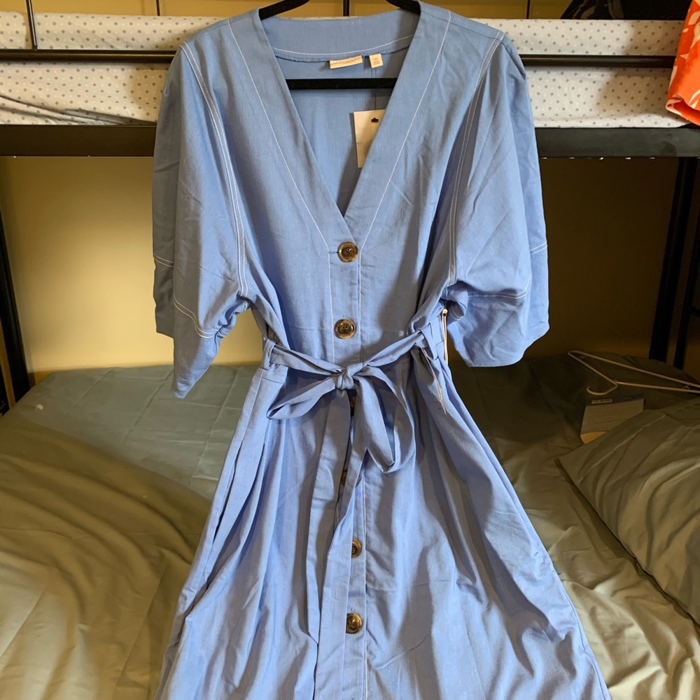 BNWT Blue chambray Eva Mendes dress -tie belt- XXL